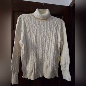 NWT! St John's Bay Cream Cable Knit Turtleneck Sweater Sz 2X